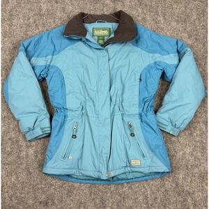 LL Bean Womens Small Blue Colorblock Insulated Winter Jacket Full Zip DPH15